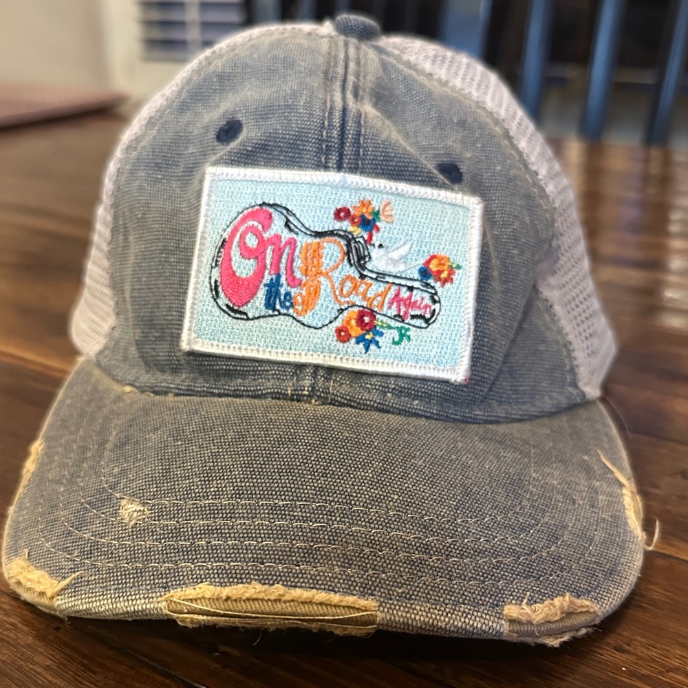 Judith March Blue and White on the road again Distressed Cap